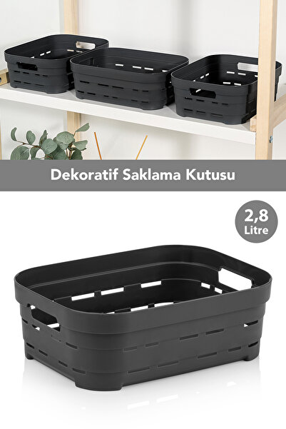 Meleni Home Декоративна пірамідальна коробка для зберігання з отворами - багатофункціональний органайзер для шафи 2,8 л, антрацит