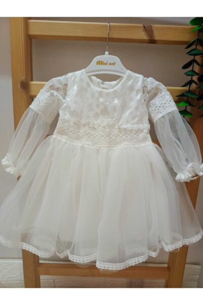 Enaday kids kız çocuk kız bebek beyaz pamuklu günlük düğün bayramlık parti mevlit doğum günü elbisesi
