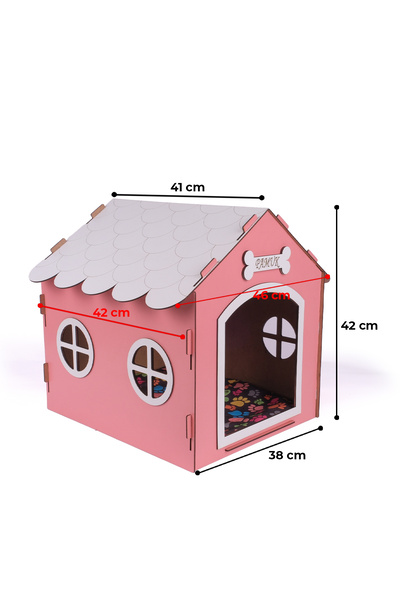 GOBYPET Ahşap Özel İsim Baskılı Dekoratif Köpek Evi-Kulübesi, Küçük Irk Köpekler İçin Kulübe, Köpek Kulübesi