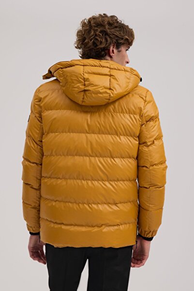 Jakamen Mustard Regular Fit Hooded Puffer Winter Coat