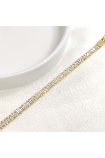 Güler Yüzlü Silver سوار XUPING ذهبي بحجر باجيت 5 ملم على شكل مسار مائي 17+2 سم