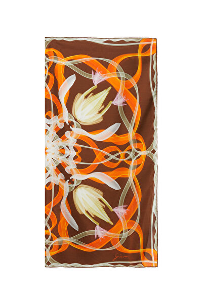 GİZİA Asimetrik Çizgisel Soyut Desenli Eşarp