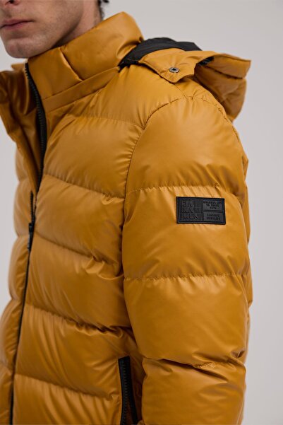 Jakamen Mustard Regular Fit Hooded Puffer Winter Coat