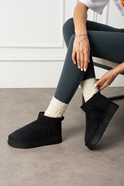 Jagra outdoors Kadın Taba Mini Süet Içi Kürklü Yüksek Kalın Taban Kışlık Bot