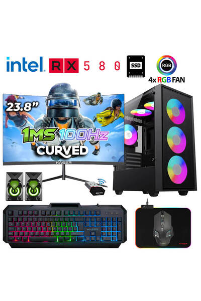 KİNGER KX220 i5 4570 16GB Ram 512GB SSD 8GB RX580 23.8" 100Hz Curved Masaüstü...