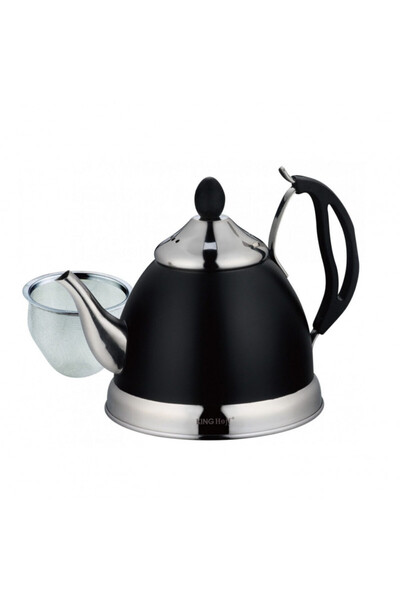 Kinghoff Кана с цедка KH 1538, 1 литър, инокс, черно/сребристо