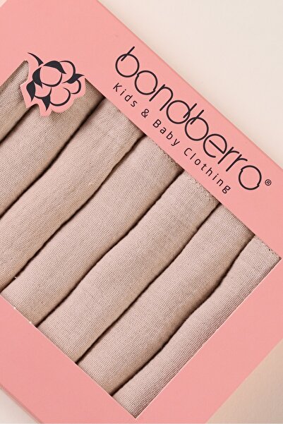 Bondberro 7'li Ağız Silme Mendili %100 Pamuk 20 x 20 Cm ( Kahve )