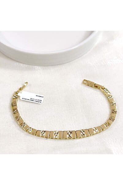 Güler Yüzlü Silver سوار شوبينغ ذهبي بدون أحجار 17+2 سم