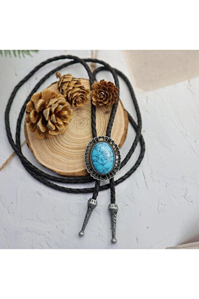 KESNUP Men's American Bolo Tie, Turquoise / Black / Silver