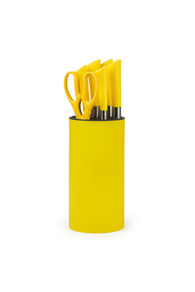 Onuvio Set de cuțite premium, 5 piese cu suport rotund pentru blat - Colorat ...