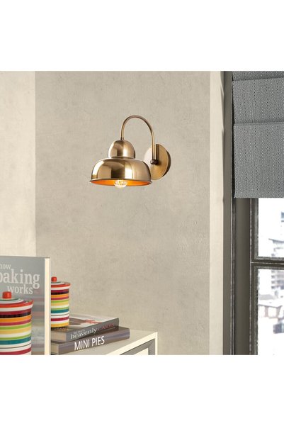 MOİRA Vintage Decorative Wall Single Sconce, Antique Gold Metal Plated Lighting Cakir-180Vintage