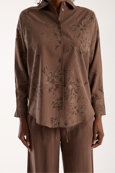 DeChival Γυναικείο Φαρδύ Σετ Πουκάμισο - Σετ Παντελόνι και Πουκάμισο Δύο Τεμάχια - Σετ Πουκάμισο με Μακρύ Πουκάμισο