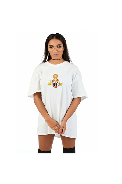 Beer Women Baskılı Oversize Tshirt