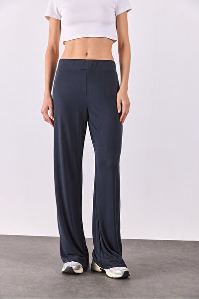 VENA Jovie Soft Textured High Waist Wide Leg Sweatpants(Cupro)-Anthracite