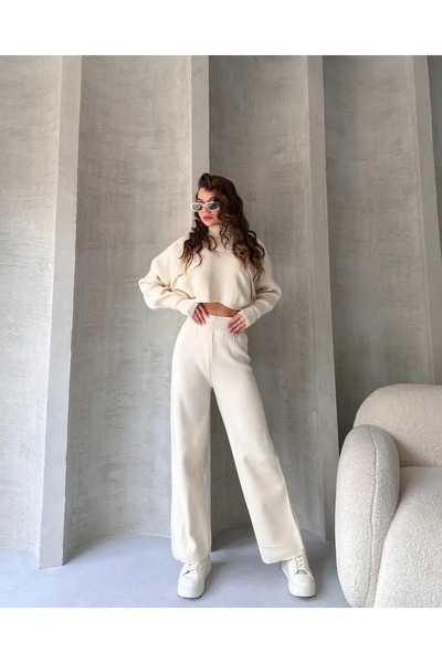 EZRA Fisherman's Crop Sweater and Trousers Knitwear Set