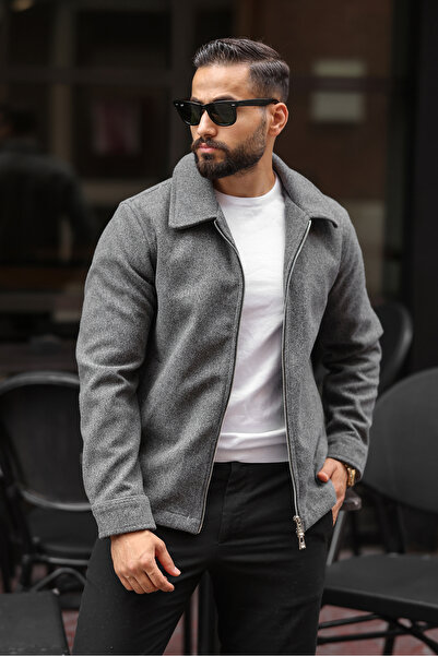 BASEL.CO Men's New Trend Double Zipper Detail Basic Cashmere Jacket - Old Money Style