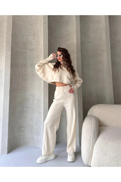 EZRA Fisherman's Crop Sweater and Trousers Knitwear Set