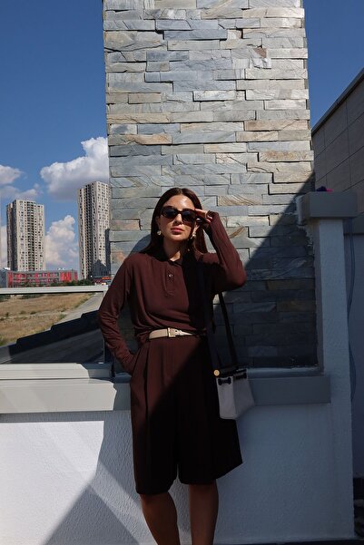 Özge Özgenç Polo Neck Long Sleeve Basic Blouse