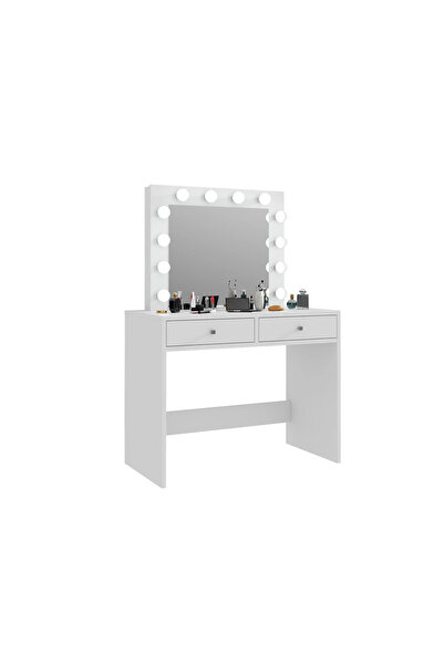 SERSIMO Mega 12 LED dressing table and makeup table, 100x50x144 cm, illuminated mirror and 2 drawers, white