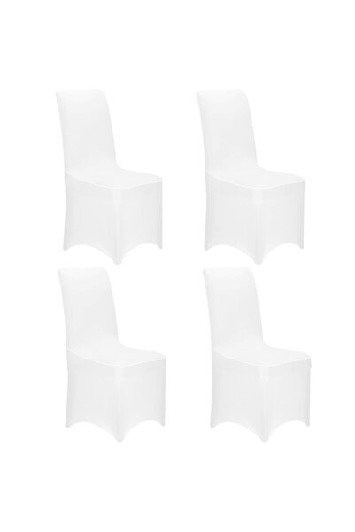 SERSIMO Set de 4 huse de scaun pentru evenimente, dimensiune universală, poliester și spandex, alb