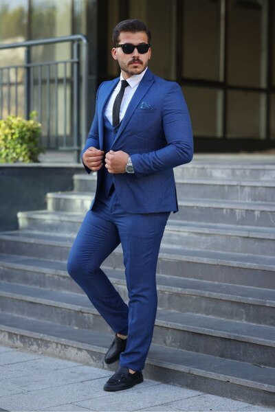 MISTER MR.PAPYON FASHION Erkek Dar Kalıp Slim Fit Ceket Yelek Pantolon Takım Elbise