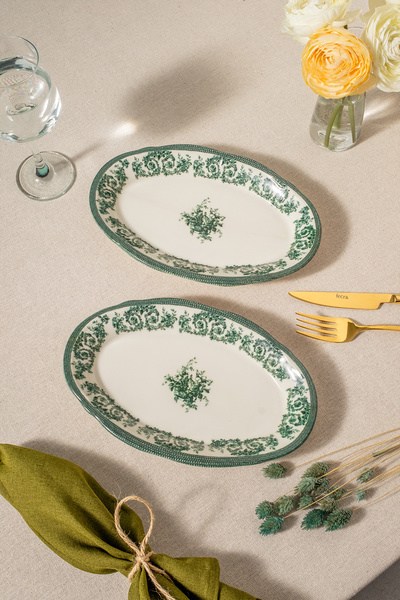 Fecra Majestic Green 2'Li Kayık Tabak