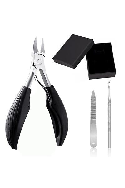 Onuvio ® Professional Pedicure Set, Ingrown Toenail Clippers, File, Cuticle Spatula, Box, Stainless