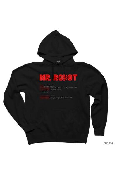 WAKHA سويت شيرت بقلنسوة أسود من Mr Robot Console