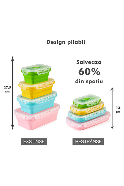 Onuvio Set of 4 Onuvio® Rectangular Collapsible Food Grade Silicone Casseroles with Lids - Multicolor
