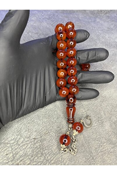 Mos Tespih Large Size Old Colored Collectible Marbled Crimped Amber Prayer Beads