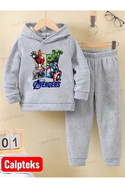 CALP TEKS SET DE PENTRUȚE CU GLUGĂ DIN BUMBAC GROS IMPRIMAT AVENGERSS HEROES
