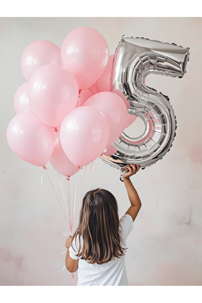 Umamiçe 5 Number Balloon Set – 40 Inch (100 cm) Foil Balloon + 10 Metallic Pi...