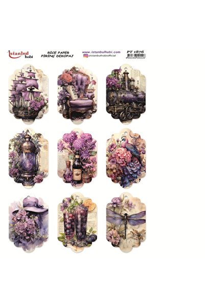 İstanbul Hobi ورق ديكور نحاسي 30×42 سم PT-1876 بألوان أرجوانية وبنفسجية