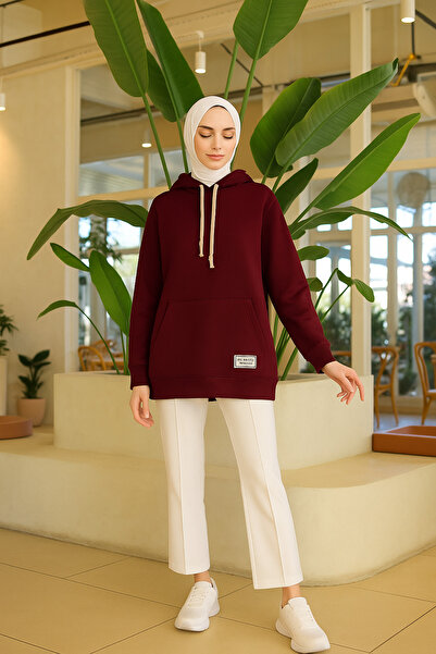 moda paketi SCUBA OVERSİZE KORDON DETAYLI TESETTÜR SWEATSHIRT