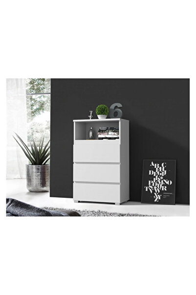 SERSIMO Chest of drawers with 3 drawers and open shelf Neo 03, 65x37x106 cm, matte finish, white