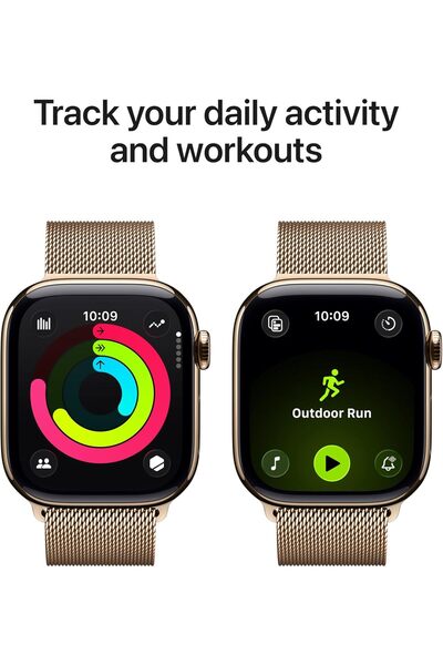 Apple Watch Series 11 GPS + Cellular 42mm Gold Titanium Case with Gold Milanese Loop
