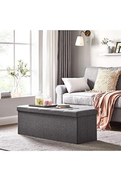 SONGMICS Folding stool with soft seat, 131 liters of storage space, maximum 300kg, 110x38x38cm