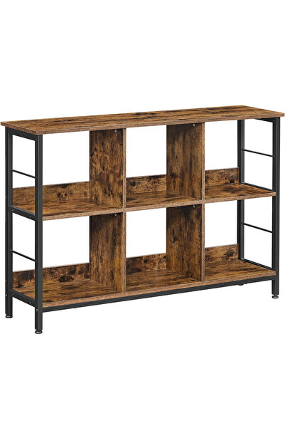 VASAGLE Βιβλιοθήκη, ράφι με 6 αποθηκευτικούς χώρους, ξύλινη, 33x120x80 cm, ρο...