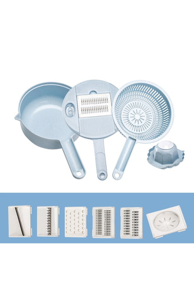 Flippy Razatoare multifunctionala pentru legume, fructe, branzeturi, 10 piese, 27.6x8 cm, albastru