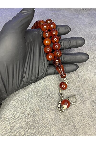 Mos Tespih Large Size Old Colored Collectible Marbled Crimped Amber Prayer Beads