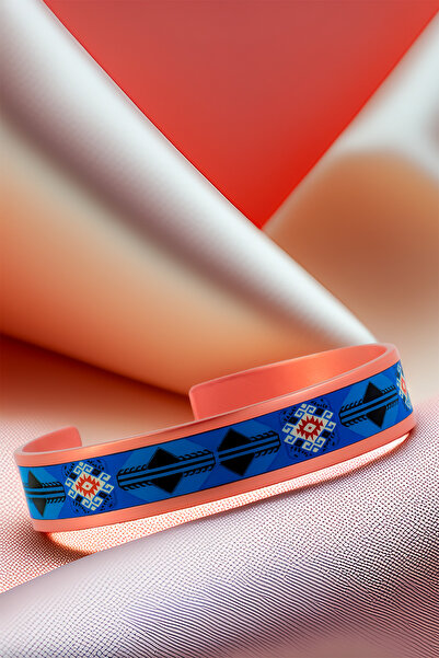 OSMANLI GÜMÜŞ Women's Copper Bracelet Ring Set - Zaira Model Special Edition Metal Box and Quartz Stone