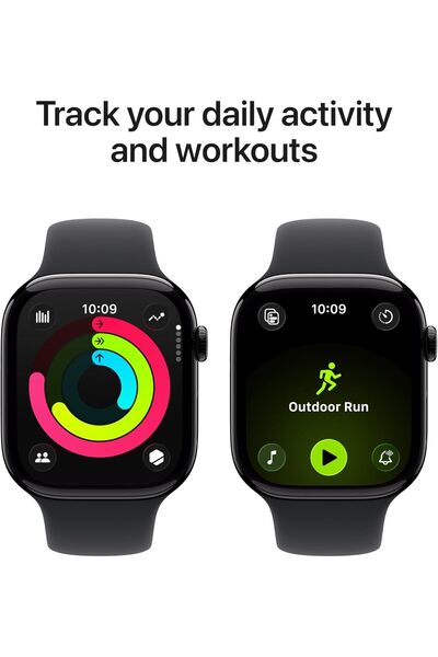 Apple Watch Series 11 GPS + Cellular 42mm Jet Black Aluminium Case with Black Sport Band - S/M