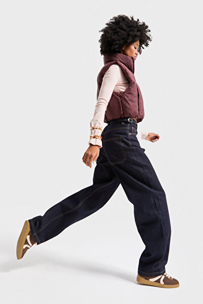 its basic Női indigó színű Lotus 7w5-50 Baggy Fit belső méret 83 cm öv részlettel 100% pamut farmer farmer