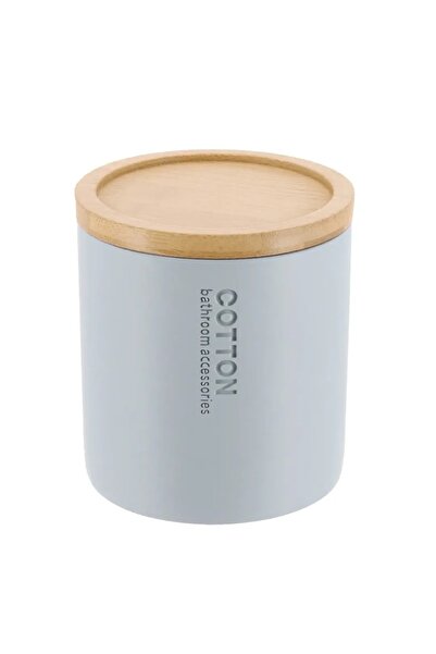 ACE صندوق قطني من البولي ريزين من تيندانس مع غطاء من الخيزران (أزرق فاتح، 9.5 × 11 سم)