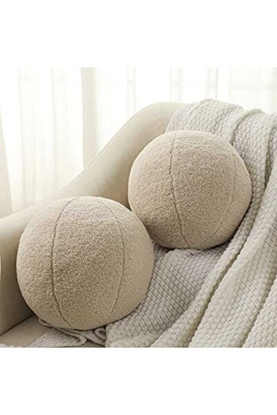 oiphome Yastık top 2li bej 25x25 yumuşacık hassas dokunuş