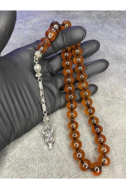 Mos Tespih Large Size High-End Old Color Tumbled Cracked Amber Prayer Beads