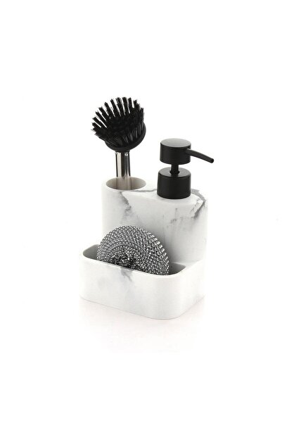 Altabi Dozator de săpun lichid din poliester, suport pentru burete și perie p...