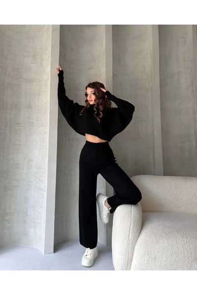 EZRA Fisherman's Crop Sweater and Trousers Knitwear Set