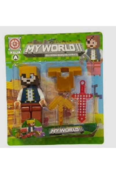 abnturk Yüksek Kalite 10 Cm 4lü 1 Figur 3 Aksesuarlı Yapı Oyuncak Mınecraft O...