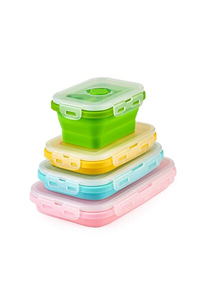 Onuvio Set of 4 Onuvio® Rectangular Collapsible Food Grade Silicone Casseroles with Lids - Multicolor
